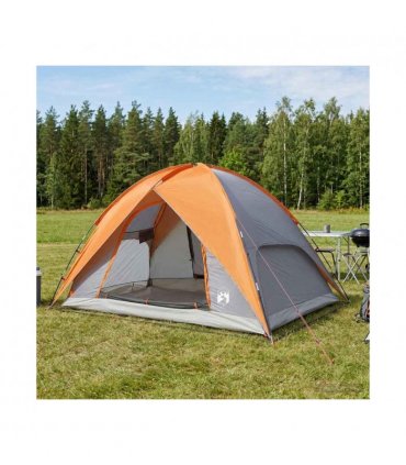 vidaXL Camping Tent with Rainfly Water-resistant Dome Grey and Orange