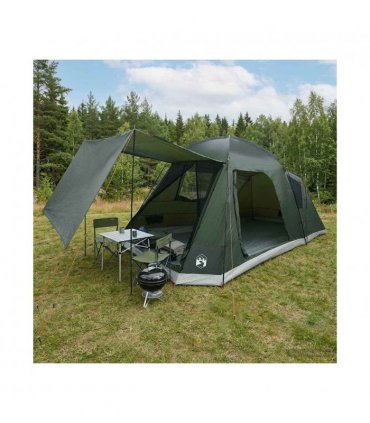 vidaXL Cabin Tent with Roof Army green 8-Person Polyester and Steel