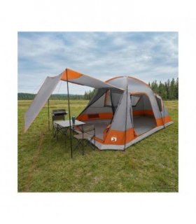 vidaXL Cabin Tent Grey and Orange 8-Person Polyester and Steel