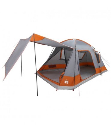 vidaXL Cabin Tent Grey and Orange 8-Person Polyester and Steel