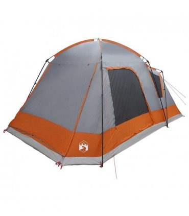 vidaXL Cabin Tent Grey and Orange 8-Person Polyester and Steel