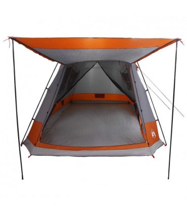 vidaXL Cabin Tent Grey and Orange 8-Person Polyester and Steel