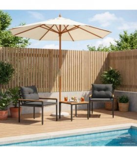 vidaXL Outdoor Furniture Set 3 pcs Dark Grey Poly Rattan