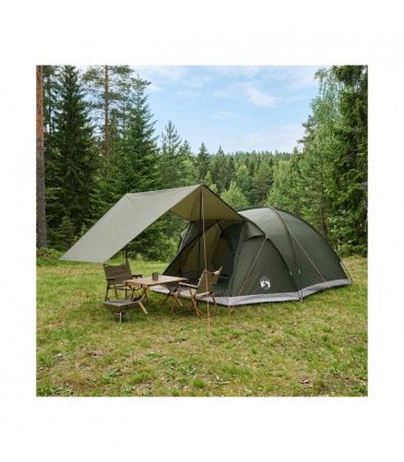 vidaXL Cabin Tent with Roof Army green 6-Person Polyester and Steel