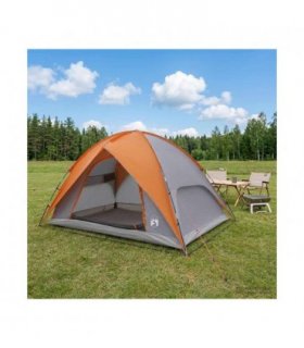 vidaXL Camping Tent with Rainfly Water-resistant Dome Grey and Orange