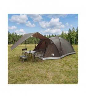 vidaXL Cabin Tent with Roof Brown grey 6-Person Polyester and Steel