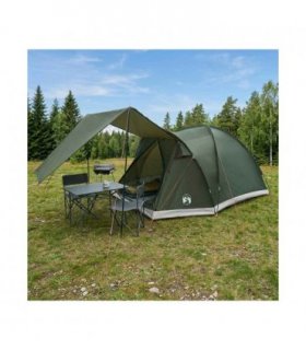 vidaXL Cabin Tent with Roof Army green 4-Person Polyester and Steel