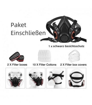 Respiratory half mask, gas mask, dust mask, paint mask with replaceable filter