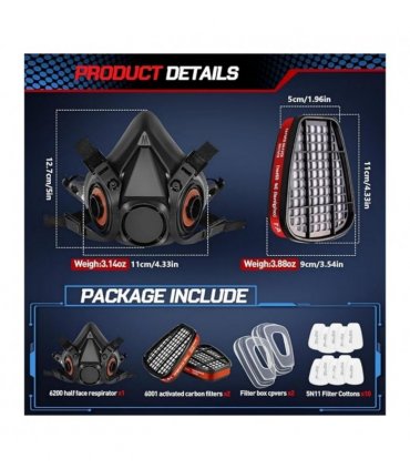 Respiratory half mask, gas mask, dust mask, paint mask with replaceable filter