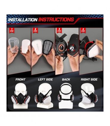 Respiratory half mask, gas mask, dust mask, paint mask with replaceable filter