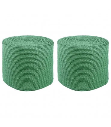 vidaXL Jute Rope 2 pcs Green 100% Tossa jute