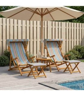 vidaXL Deck Chair 4 pcs 3 Position Solid Eucalyptus Wood Multicolour