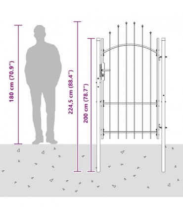 vidaXL Garden Gate with Lock Woerden Grey 175 x 100 cm Steel