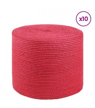 vidaXL Jute Rope 10 pcs Red 100% Tossa jute