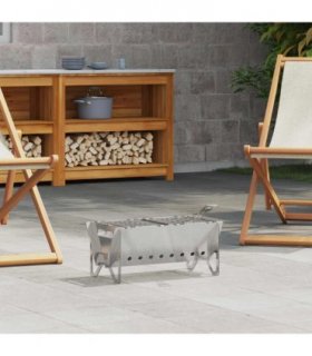 vidaXL Camping Fire Pit 42 x 22 x 18 cm Stainless Steel Silver