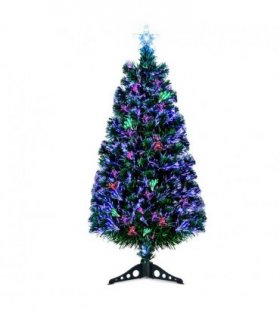 FCH 3ft Top With Stars Plastic Base PVC Material Optical Fiber Colorful And Color-Changing 85 Branches Christmas Tree White