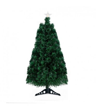 FCH 3ft Top With Stars Plastic Base PVC Material Optical Fiber Colorful And Color-Changing 85 Branches Christmas Tree White
