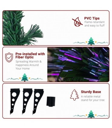 FCH 3ft Top With Stars Plastic Base PVC Material Optical Fiber Colorful And Color-Changing 85 Branches Christmas Tree White