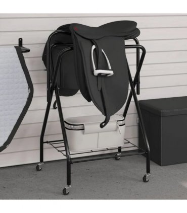 vidaXL Saddle Rack Foldable Freestanding Black Iron