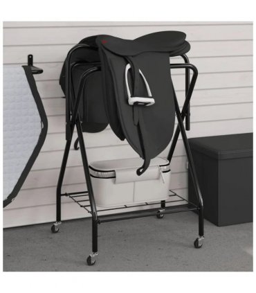 vidaXL Saddle Rack Foldable Freestanding Black Iron