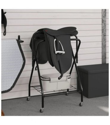 vidaXL Saddle Rack Foldable Freestanding Black Iron