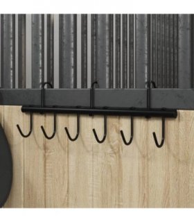 vidaXL Bridle Hanger with 9 Swivel Hooks Black Steel
