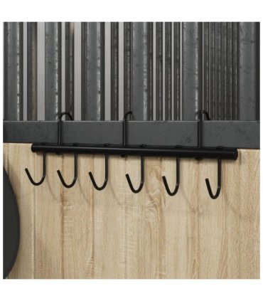 vidaXL Bridle Hanger with 9 Swivel Hooks Black Steel