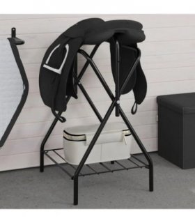 vidaXL Saddle Rack Foldable Freestanding Black Iron