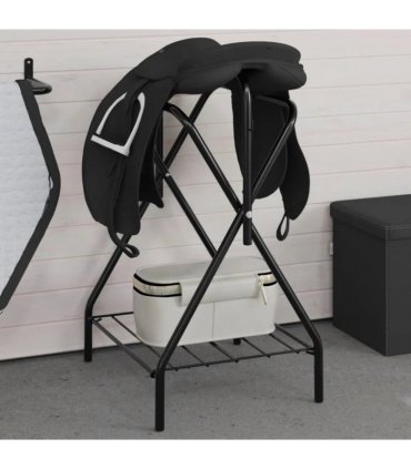vidaXL Saddle Rack Foldable Freestanding Black Iron
