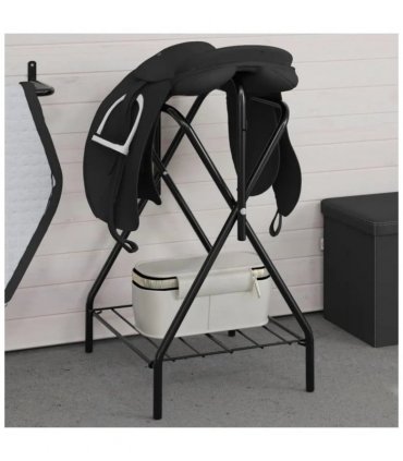 vidaXL Saddle Rack Foldable Freestanding Black Iron