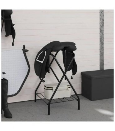 vidaXL Saddle Rack Foldable Freestanding Black Iron