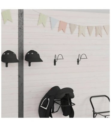 vidaXL Helmet Rack for Equestrian Wall Mounted Black Steel