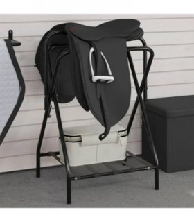 vidaXL Saddle Rack Foldable Freestanding Black Iron