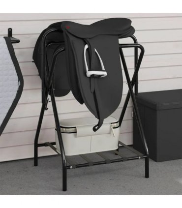 vidaXL Saddle Rack Foldable Freestanding Black Iron