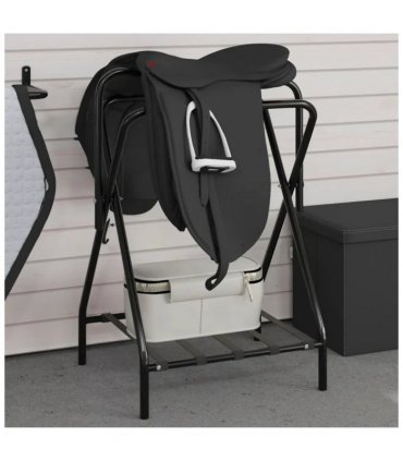 vidaXL Saddle Rack Foldable Freestanding Black Iron