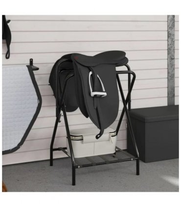 vidaXL Saddle Rack Foldable Freestanding Black Iron
