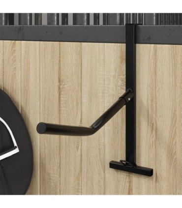 vidaXL Saddle Rack with Bridle Hook Single Arm Portable Black Iron