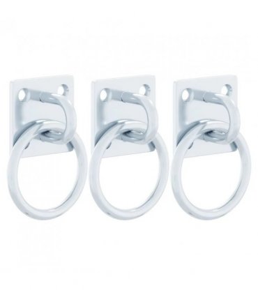 vidaXL Hitching Rings with Plates 3 pcs Silver Steel