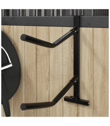 vidaXL Saddle Rack with Bridle Hook Twin Arm Portable Black Iron