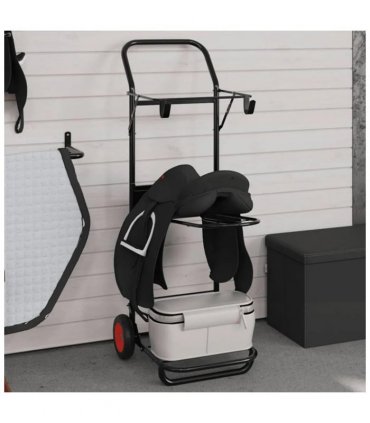 vidaXL Saddle Trolley Foldable Black Steel