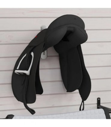 vidaXL Saddle Rack with Bridle Hook Single Arm Foldble Black Iron