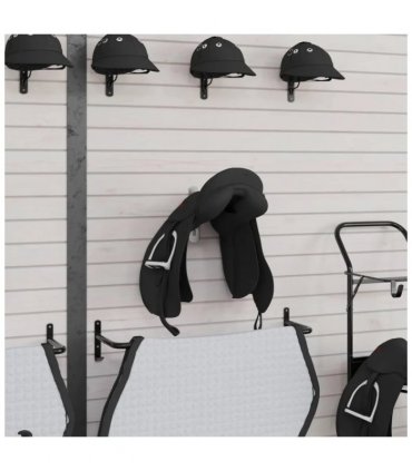 vidaXL Saddle Rack with Bridle Hook Single Arm Foldble Black Iron