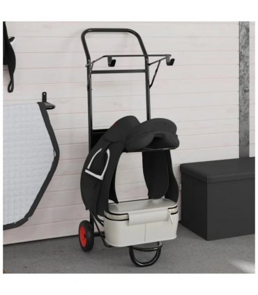 vidaXL Saddle Trolley Foldable Black Steel