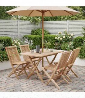 vidaXL Garden Furniture Set 5 pcs Natural Solid Teak Wood