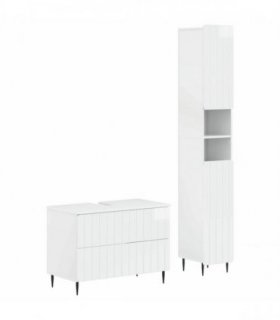 vidaXL 2 Piece Bathroom Cabinet Set ZWOLLE High Gloss White