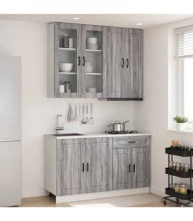 vidaXL Kitchen Unit PORTO 4 pcs Grey Sonoma Engineered Wood