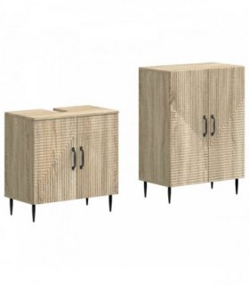 vidaXL 2 Piece Bathroom Cabinet Set HAARLEM Sonoma Oak Engineered Wood
