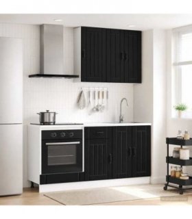 vidaXL Kitchen Unit LUCCA 5 pcs Black Engineered Wood