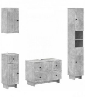 vidaXL 4 Piece Bathroom Cabinet Set EDE Concrete Grey Engineered Wood