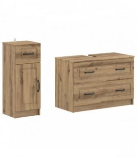 vidaXL 2 Piece Bathroom Cabinet Set UTRECHT Artisan Oak